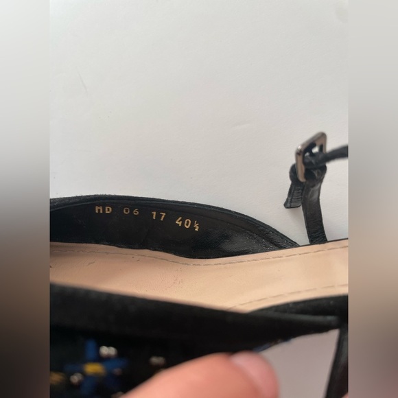 Christian Dior Black Velvet Embroidered Dioreve kitten heel mules EU 40.5 - Picture 8 of 9
